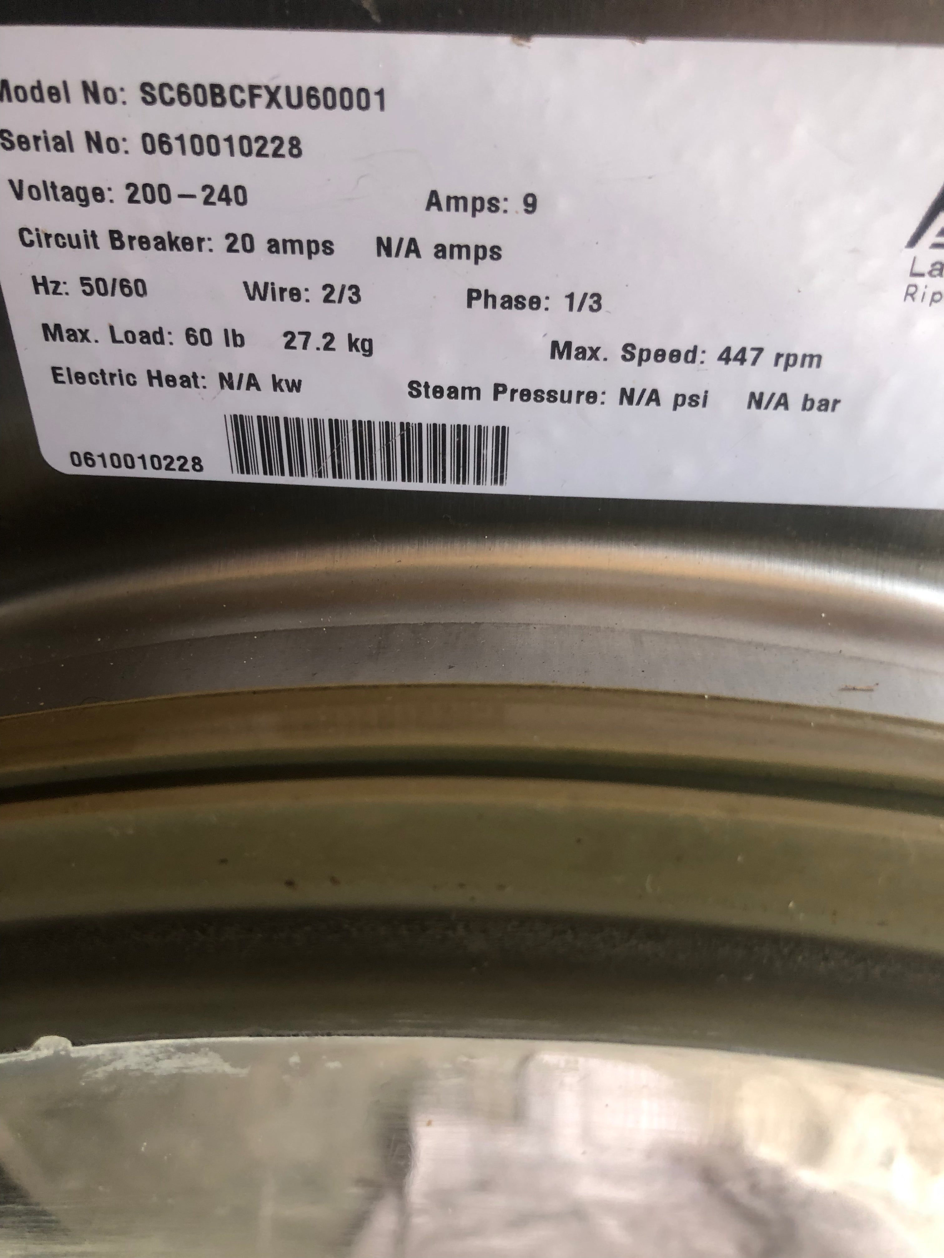 60lb Speed Queen Commercial Washer - Whole Machine